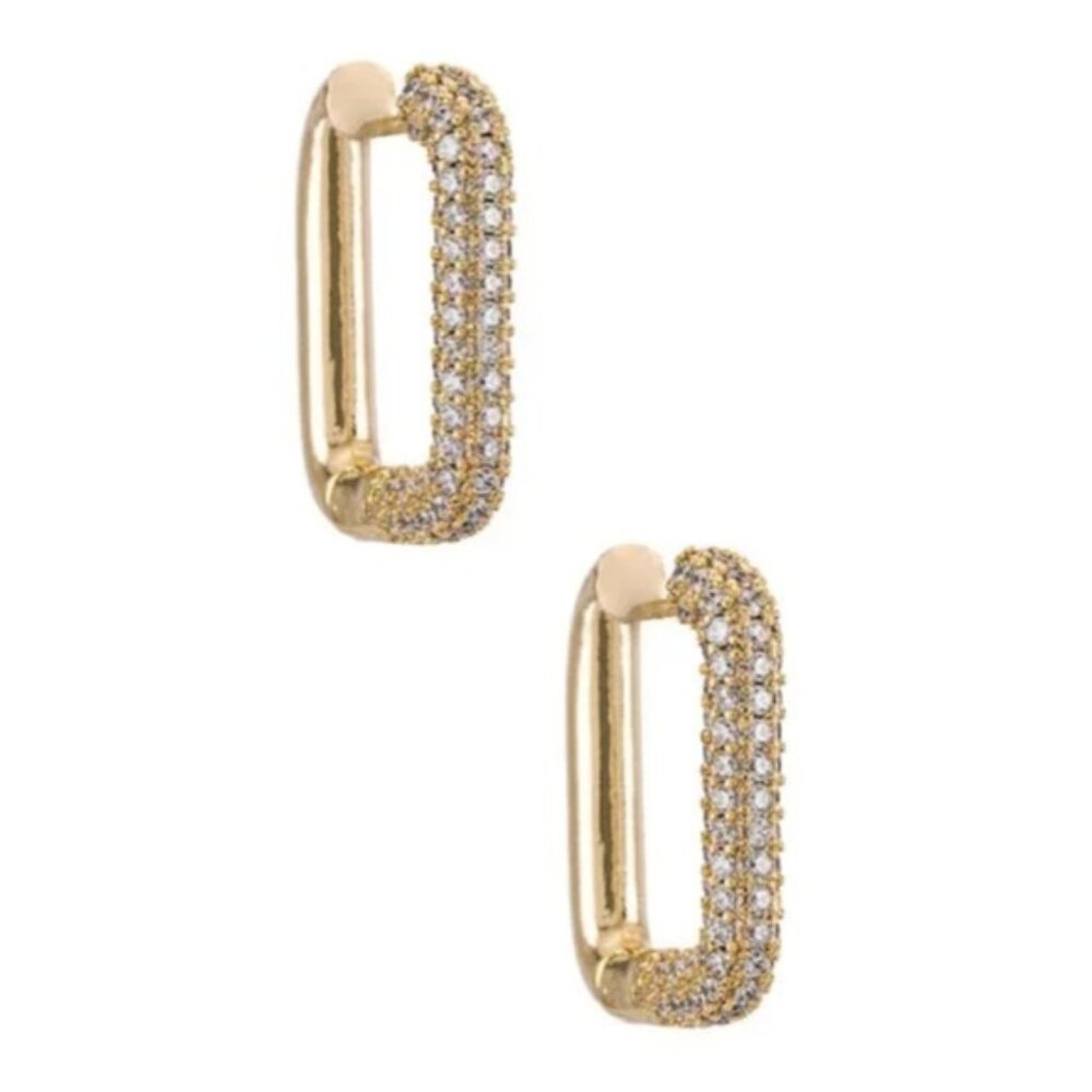 New! Anthropologie Shashi Cosmo Pave Hoop Earrings NWOT